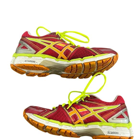 Asics Gel-Kayano 19 Dynamic Duomax Pink and Yellow Sneakers - Picture 6 of 6